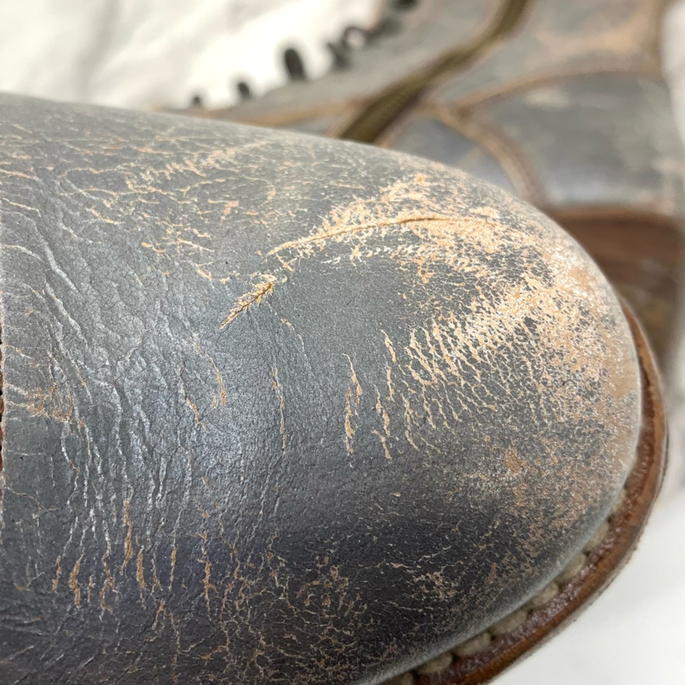 Bed Stu Judgement Distressed Gray Leather Lace Up Boots 9.5 Boho Moto Rugged - Picture 11 of 16